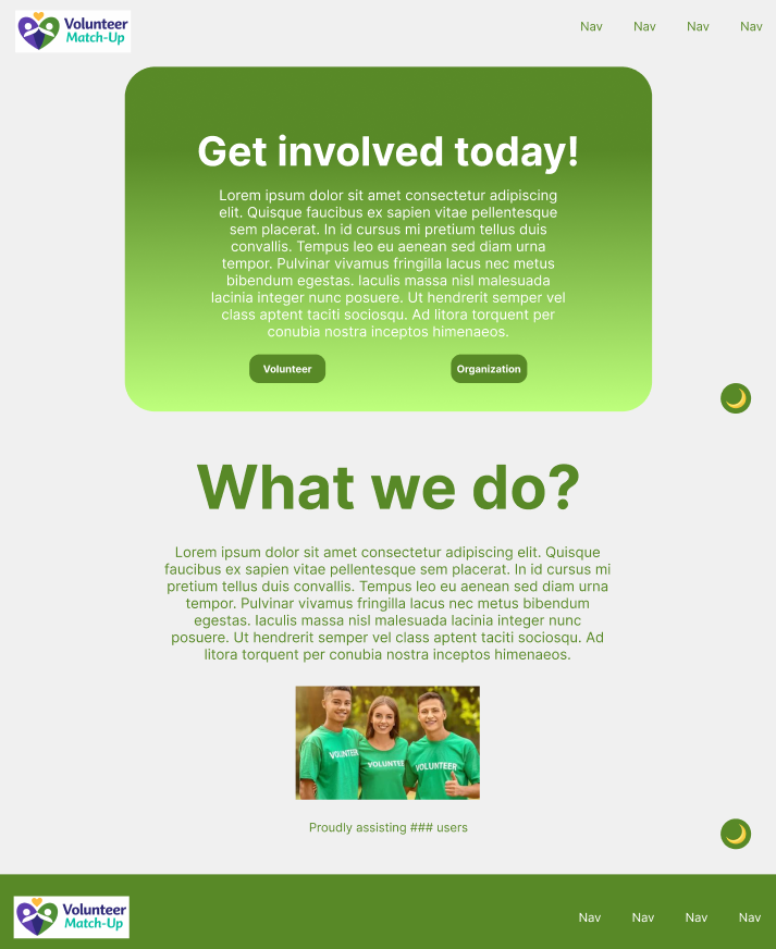 volunteer match up landing